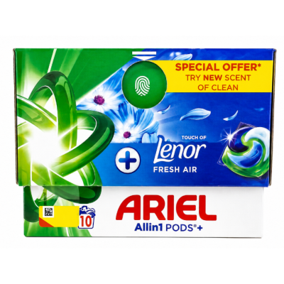 Капсули для прання Ariel All in 1 PODS+ Lenor Fresh Air, 10 шт