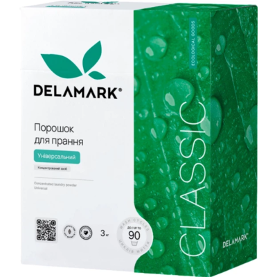 Концентрований безфосфатний пральний порошок Delamark Universal, 3 кг