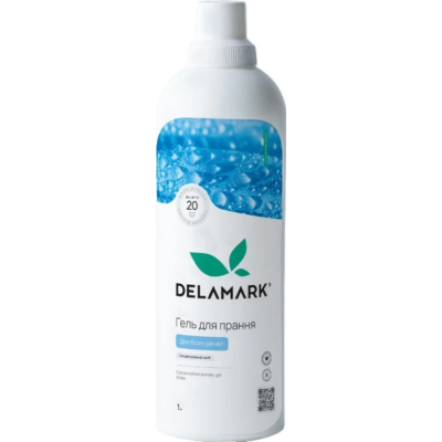 Рідкий концентрований безфосфатний засіб для прання DeLaMark White, 1 л