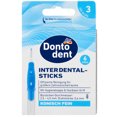 Міжзубні щітки Dontodent Denkmit ISO 3 сині 0,6 мм, 6 шт