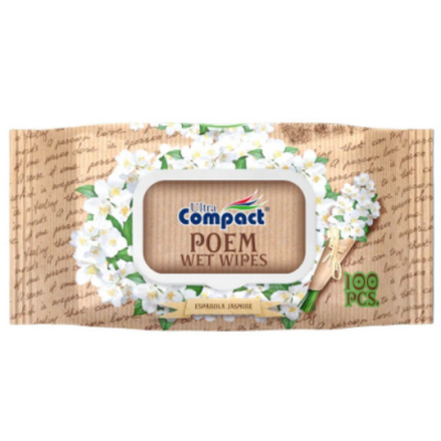 Вологі серветки Ultra Compact Poem Espanola Jasmine з клапаном, 100 шт