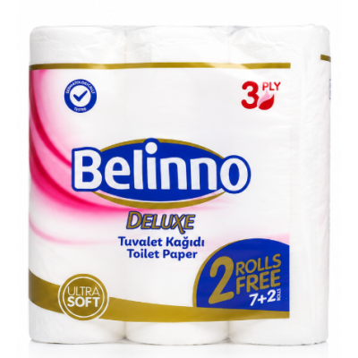 Туалетний папір Belinno Deluxe 3-шаровий, 7+2 рулони