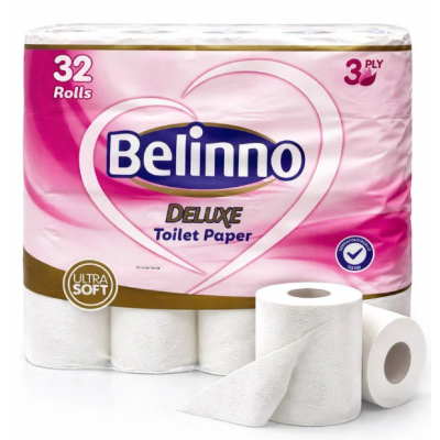 Туалетний папір Belinno Deluxe тришаровий, 32 рулони