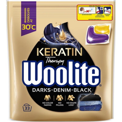 Капсули для прання Woolite для чорних та джинсових тканин з Кератином, 33 прання