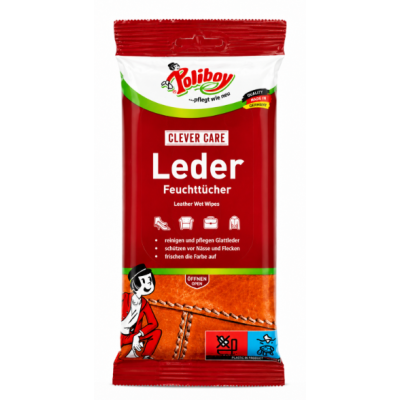 Влажные салфетки для кожи кожи Poliboy Leather Care Wet Wipes, 20 шт