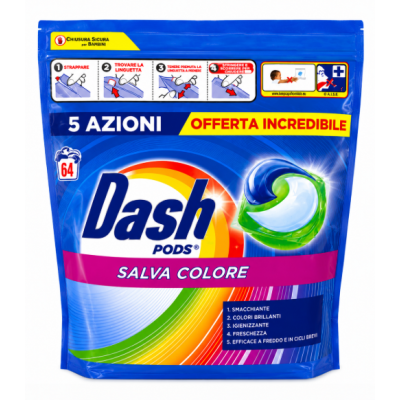 Капсули для прання Dash Pods Salva Colore, 64 шт