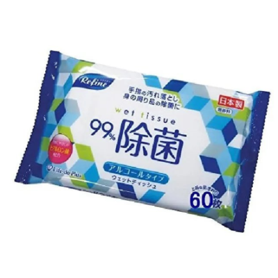 Влажные дезинфицирующие салфетки Refine Alcohol, 60 шт