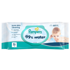 Вологі серветки для дітей Pampers 99% Water, 60 шт.
