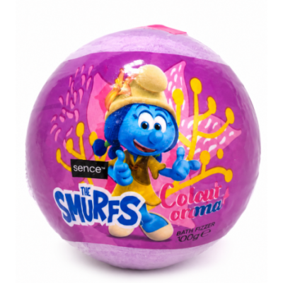 Бомбочка для ванни Smurfs для дітей рожева з морською сіллю, 100 г