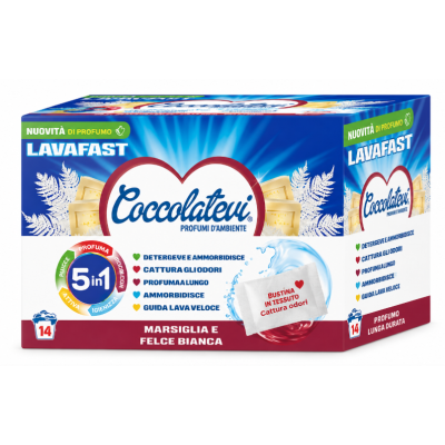 Пральні саше Coccolatevi Lavafast 5в1 Marsiglia e Felce Bianca, 14 шт