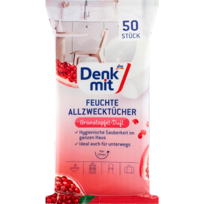 Вологі серветки для прибирання Denkmit Allzwecktücher Feucht Granat Duft, 50 шт
