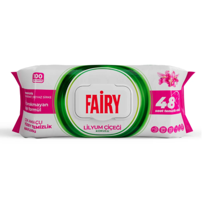 Вологі серветки для очищення Fairy з ароматом лілії, 100 штук