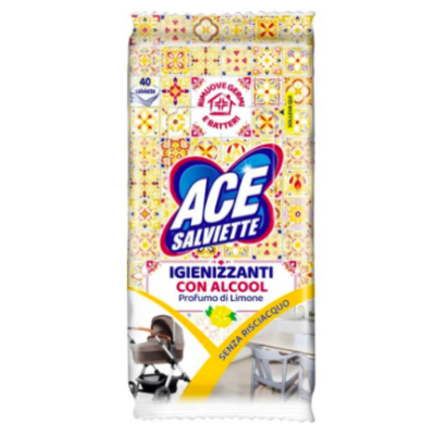 Засоби ACE Salviette — знежирюючі дезінфікуючі серветки, 40 шт
