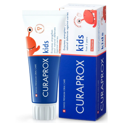 Дитяча зубна паста Curaprox Kids без фтору (від 0+ років), смак полуниці, 60 мл