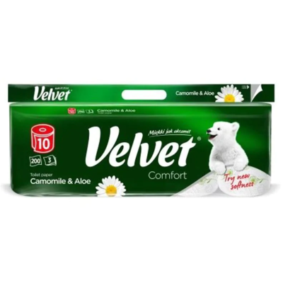 Velvet туалетний папір 3-шаровий з ромашкою й алое, 10 шт