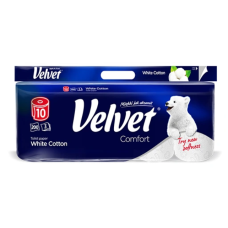 Velvet туалетний папір White Cotton, 10 рулонів
