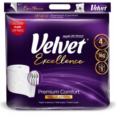 Velvet туалетная бумага Excellence Premium, 9 рулонов