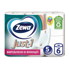 Туалетний папір Zewa Just 1 п’ятишаровий, 6 рулонів
