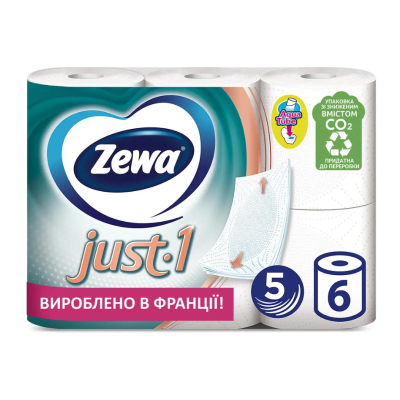 Туалетний папір Zewa Just 1 п’ятишаровий, 6 рулонів