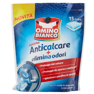 Таблетки для прання Omino Bianco Anticalcare + Elimina Odori, 15 шт