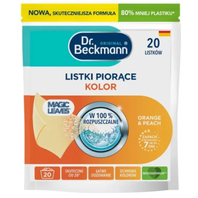 Листи для прання Dr. Beckmann Magic Leaves Colour Protect Laundry Detergent Sheets Апельсин та персик, 25 шт