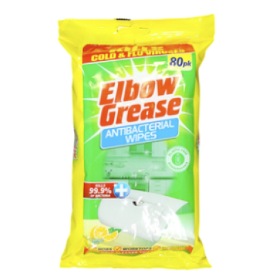 Вологі серветки антибактеріальні Elbow Grease, 80 шт