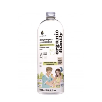 Гель для прання Purenn Organic Family Summertime Love для кольорових та темних речей з календулою, 1 л