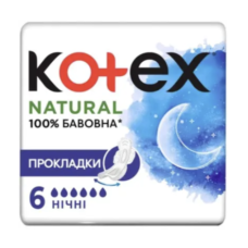 Гігієнічні прокладки Kotex Natural Night, 6 шт