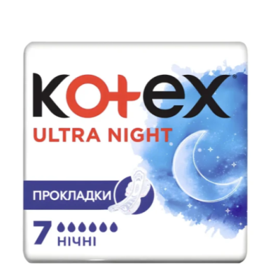 Гігієнічні прокладки Kotex Ultra Dry Night, 7 шт