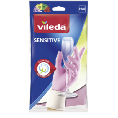 Рукавички латексні Vileda Sensitive, розмір M