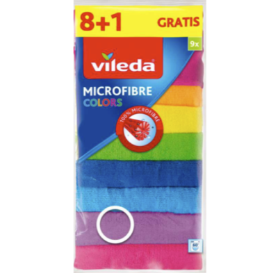 Серветки з мікрофібри Vileda Microfibre Colors, 9 шт, 30х30 см