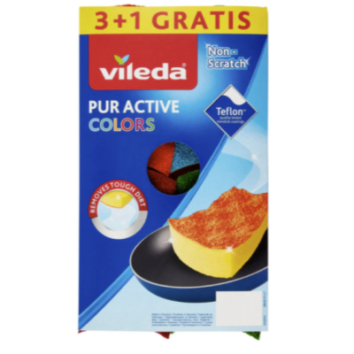 Губки Vileda Pur Active Ondattiva Colors, 4 шт