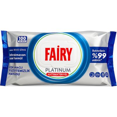 Fairy Platinum Антибактеріальні вологі серветки, 100 шт