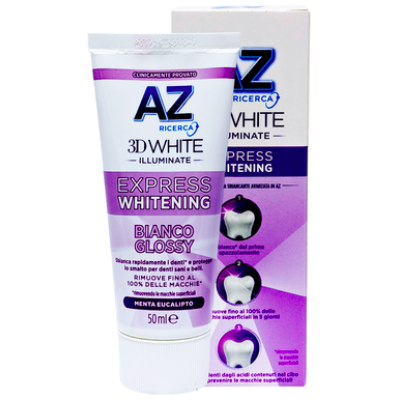 Зубна паста відбілююча AZ Ricerca 3D White Express Whitening Bianco Glossy, 50 мл