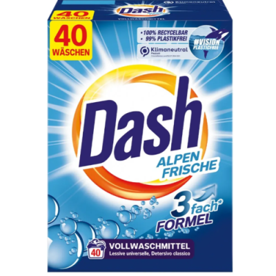 Порошок для прання універсальний Dash Alpen Frische, 40 прань, 2.6 кг