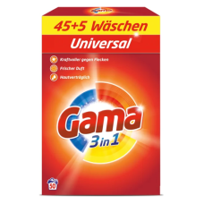 Порошок для прання універсальний Gama 3in1, 50 прань, 3 кг