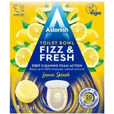 Таблетки для чищення унітазів Astonish Fizz & Fresh Lemon Splash, 8 шт 