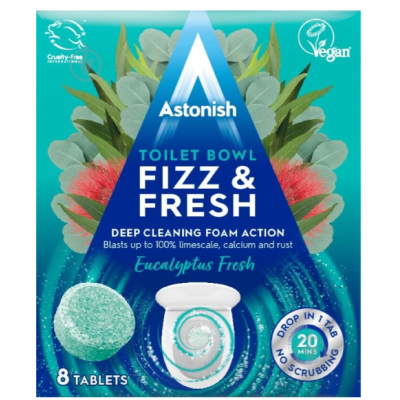 Таблетки для чищення унітазів Astonish Fizz & Fresh Eucalyptus Fresh, 8 шт 
