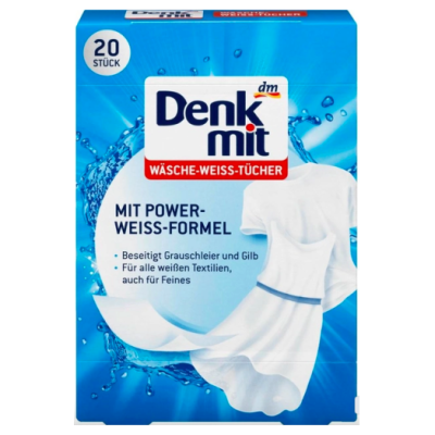 Серветки для білого одягу  Denkmit Wäsche-Weiss-Tücher, 20 шт