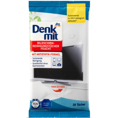 Вологі серветки для чищення екранів Denkmit, 20 шт