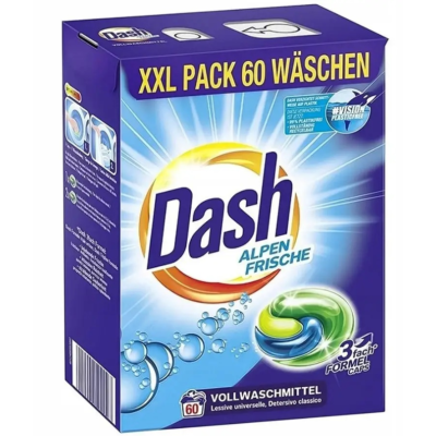 Капсулы для стирки универсальные Dash Alpen Frische, 60 шт.