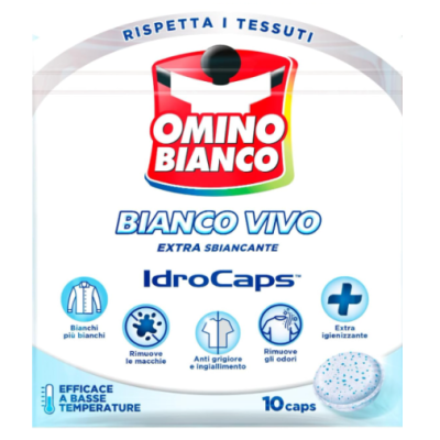 Таблетки Omino Bianco для білого одягу Idro Caps White Vivo 5в1, 10 шт