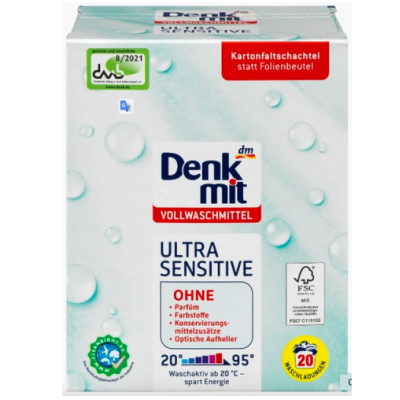 Порошок для прання дитячих речей Denkmit Ultra Sensitive Vollwaschmittel, 20 прань 1,35 кг