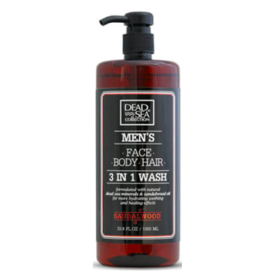 Dead Sea Collection Men’s Sandalwood Гель для душу, волосся та обличчя 3 в 1, 1 л