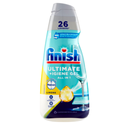 Finish Ultimate + Igiene Gel для посудомийних машин з лимонним ароматом, дезинфікуючий,  26 доз, 560 мл