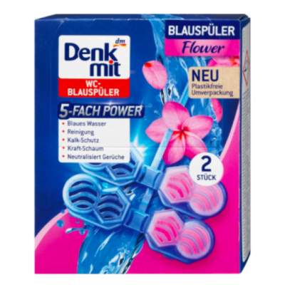 Блок для туалету Denkmit WC-Stein Blauspüler Flower "Квітковий сплеск", 2 шт, 96 г