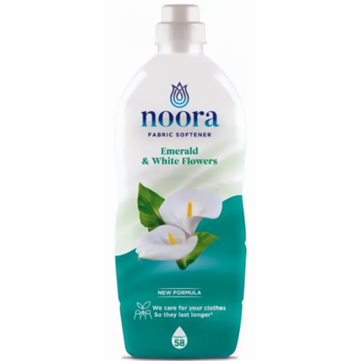 Кондиціонер для білизни Noora Emerald & White Flowers Смарагд і Білі квіти, 58 прань,  928 мл