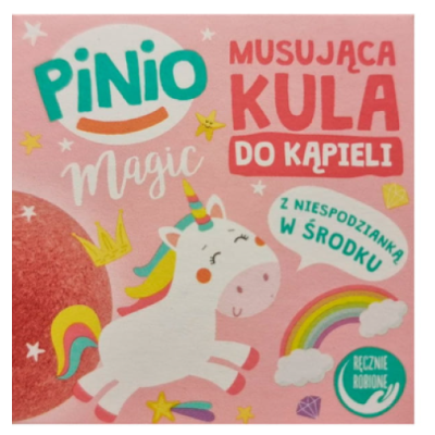 Pinio Magic Рожева дитяча бомбочка для ванни із сюрпризом, 140 г
