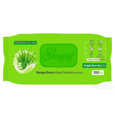 Універсальні вологі серветки для очищення поверхонь Sleepy Extra Aloe Vera, 100 шт