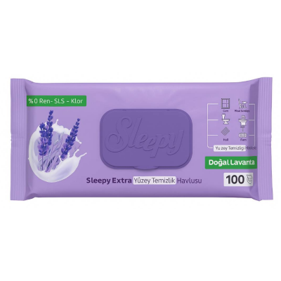 Універсальні вологі серветки для очищення поверхонь Sleepy Extra Лаванда, 100 шт